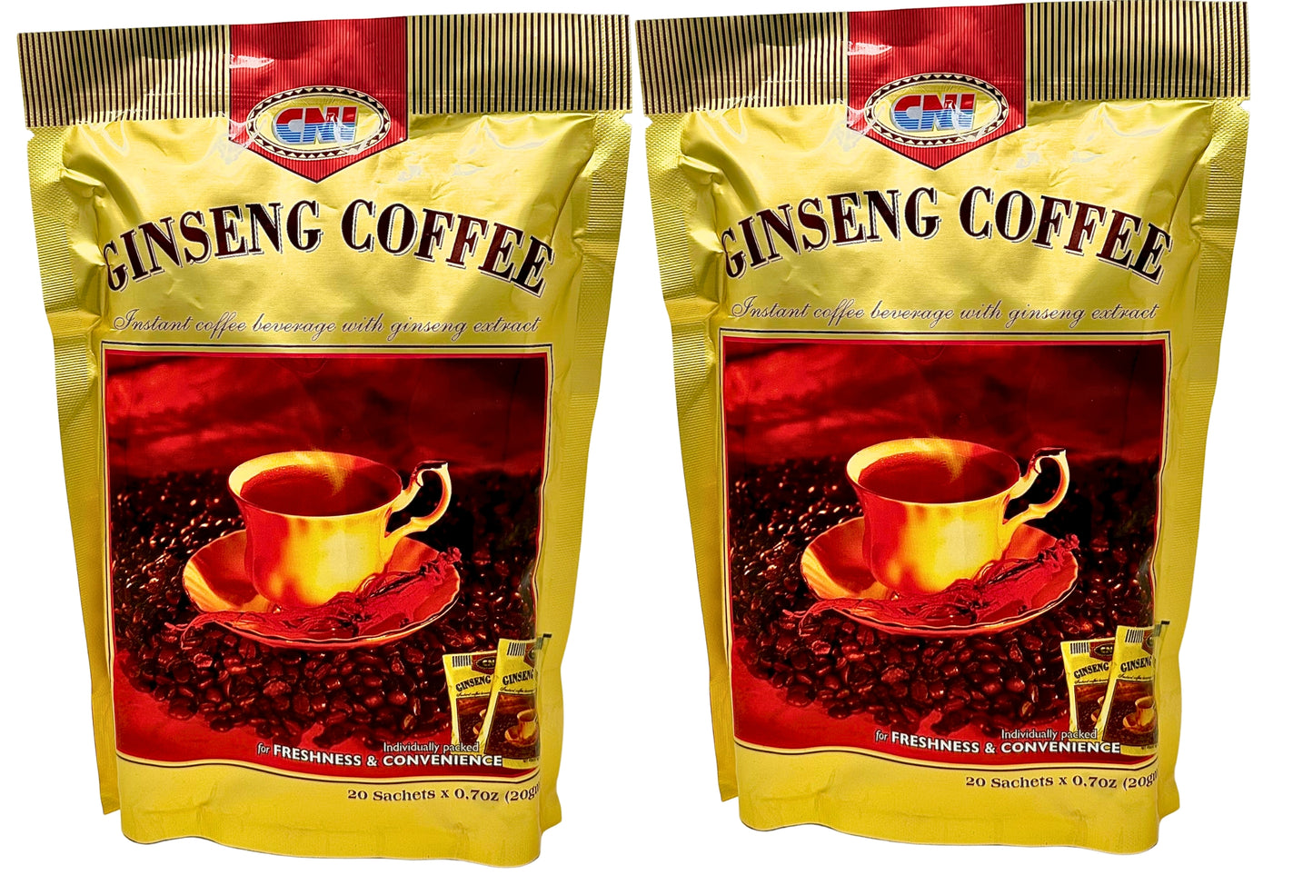 CNI Ginseng Coffee with Creamer and Sugar (4 in 1), 20 Packs