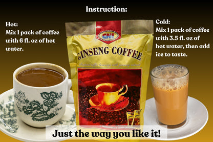 CNI Ginseng Coffee with Creamer and Sugar (4 in 1), 20 Packs